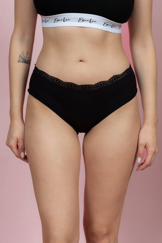 תחתון ביקיני כותנה בשילוב תחרה