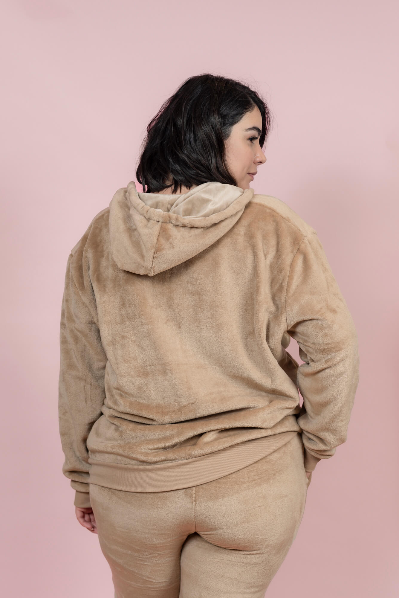 סט פיג’מה פליז קלאסי עם רוכסן