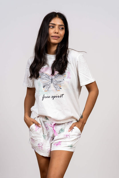 סט פיג'מת כותנה וויסקוזה Butterfly