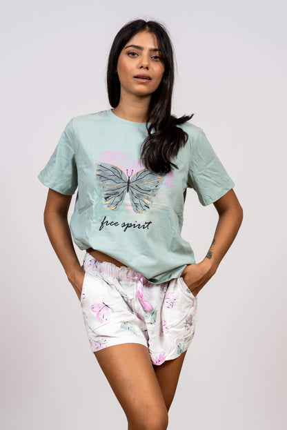 סט פיג'מת כותנה וויסקוזה Butterfly