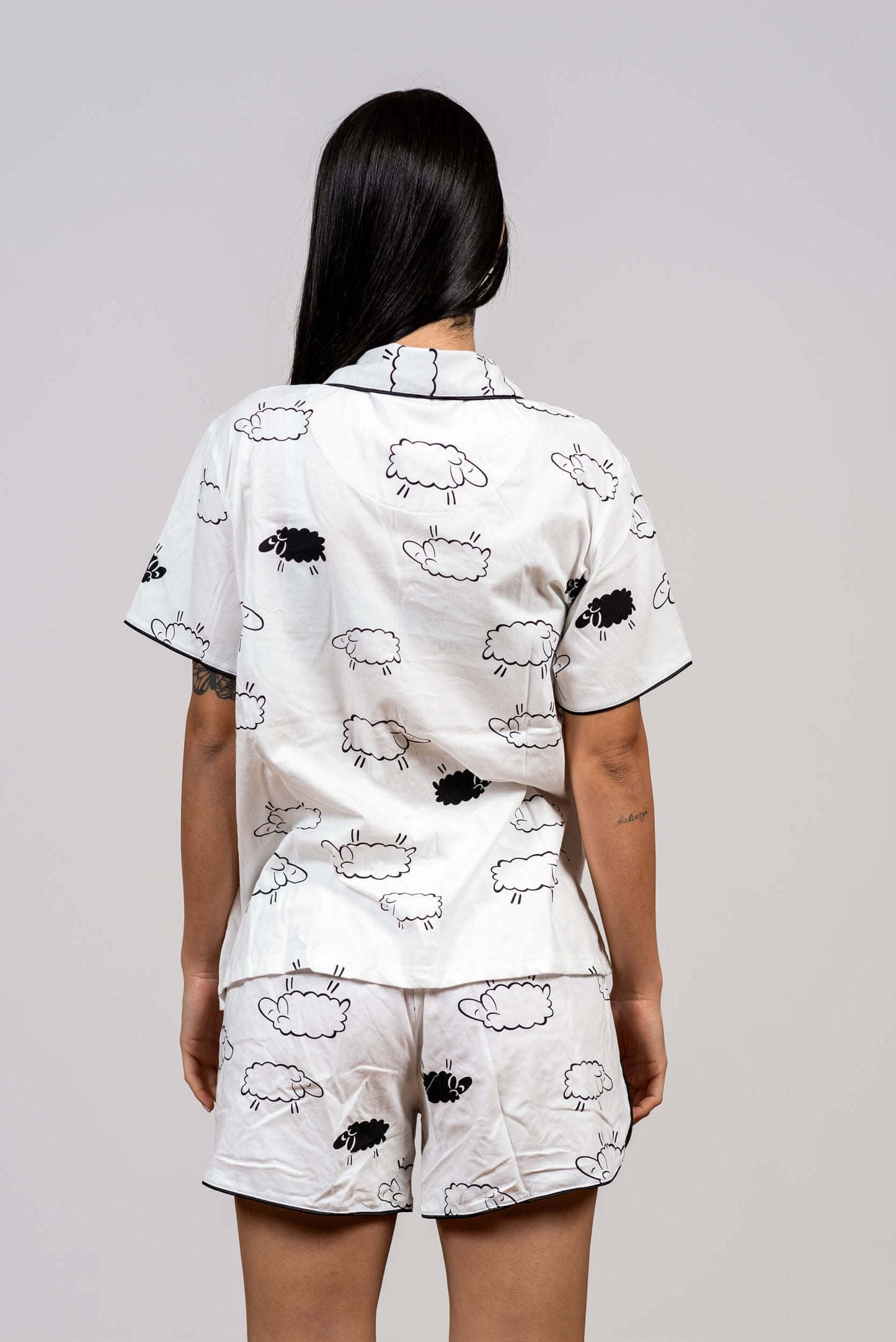 סט פיג'מה מכופתרת כותנה