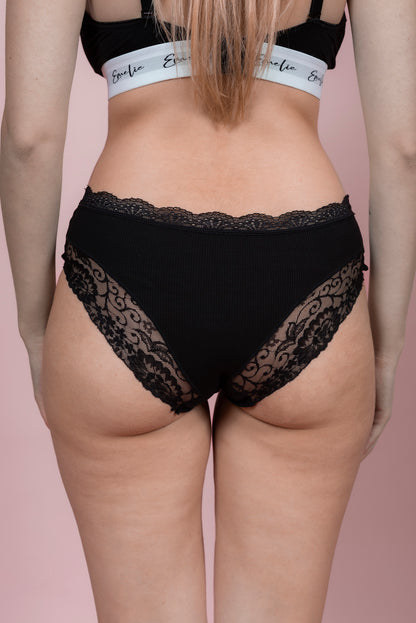 תחתון ביקיני כותנה בשילוב תחרה