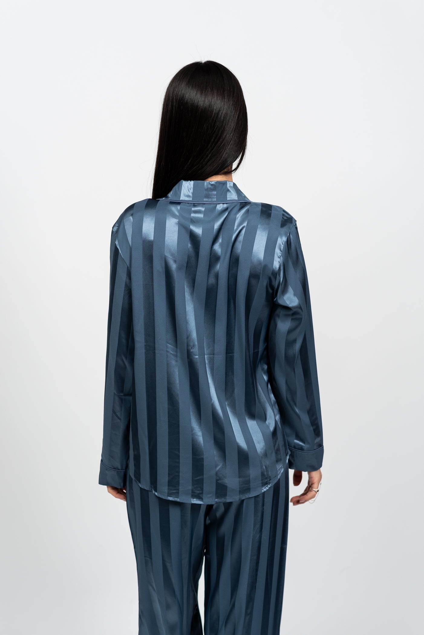 סט פיג'מת סאטן פסים