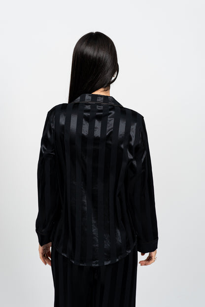 סט פיג'מת סאטן פסים