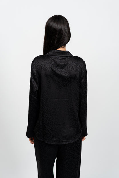 סט פיג'מת סאטן מנומר עדין