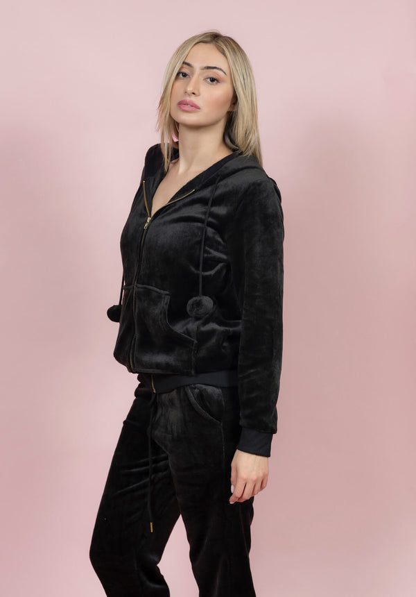 סט פיג’מה פליז קלאסי עם רוכסן