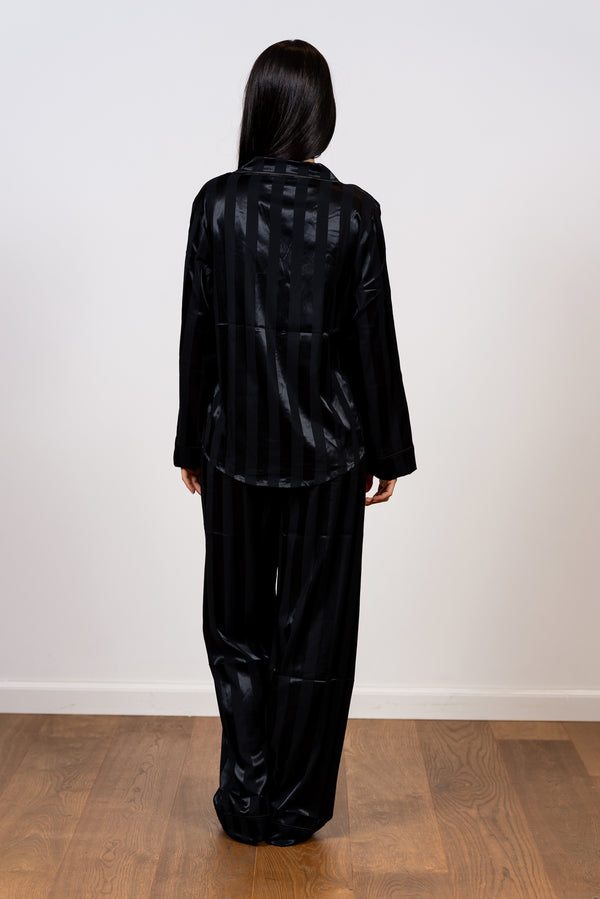 סט פיג'מת סאטן פסים