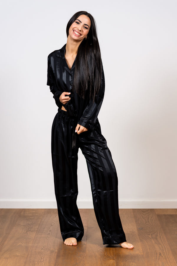 סט פיג'מת סאטן פסים