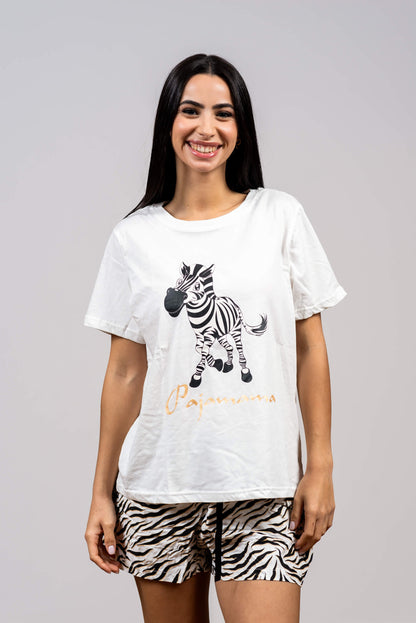 סט פיג'מת כותנה וויסקוזה Zebra