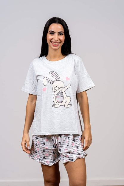 סט פיג'מת כותנה Bunny Dab