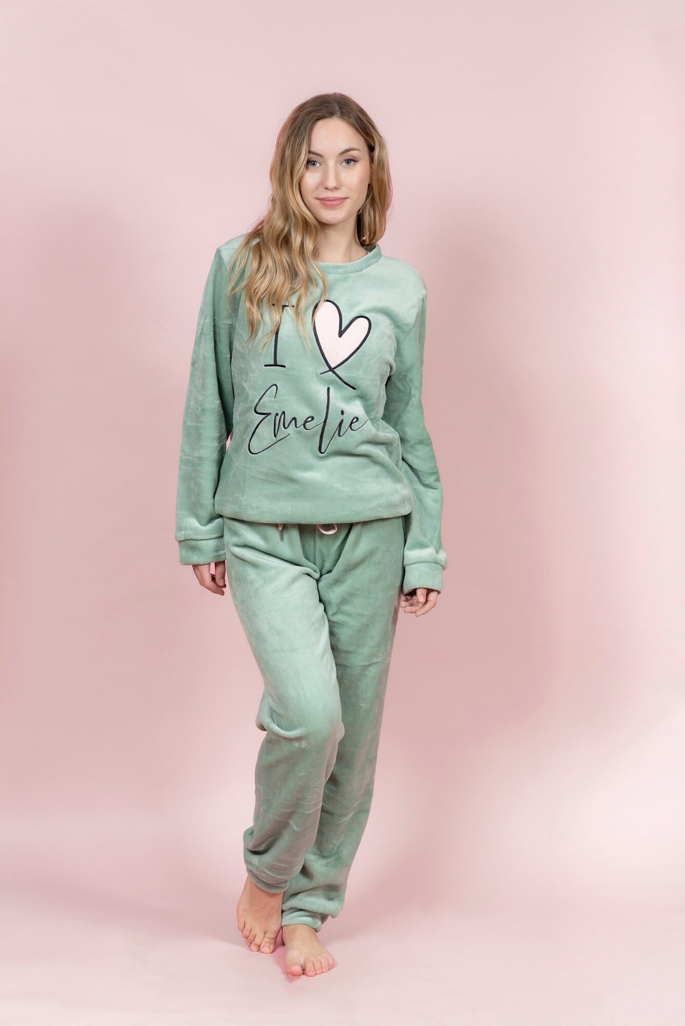 סט פיג’מה פליז I Love Emelie