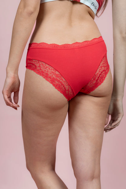 תחתון ביקיני כותנה בשילוב תחרה