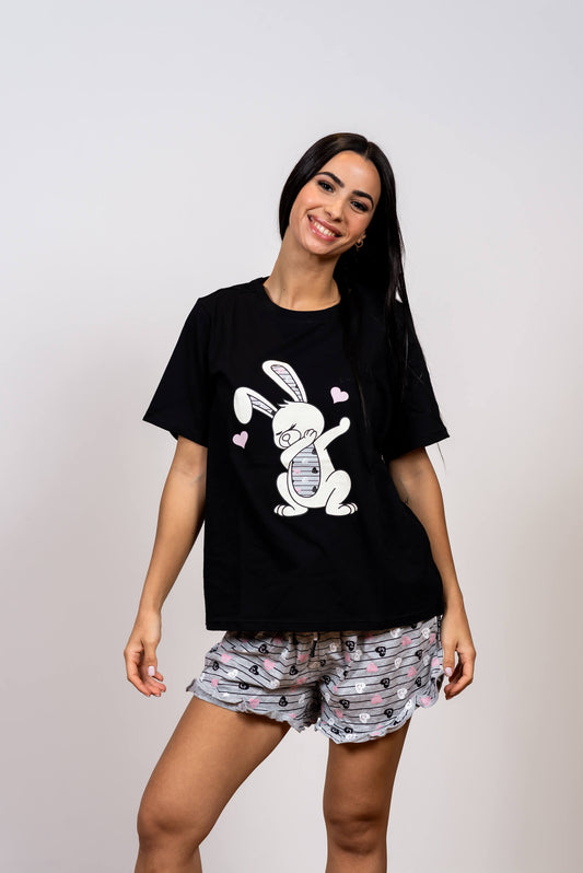 סט פיג'מת כותנה Bunny Dab