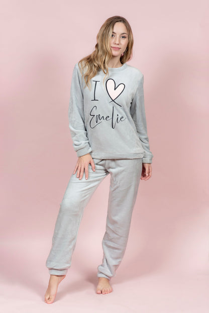 סט פיג’מה פליז I Love Emelie