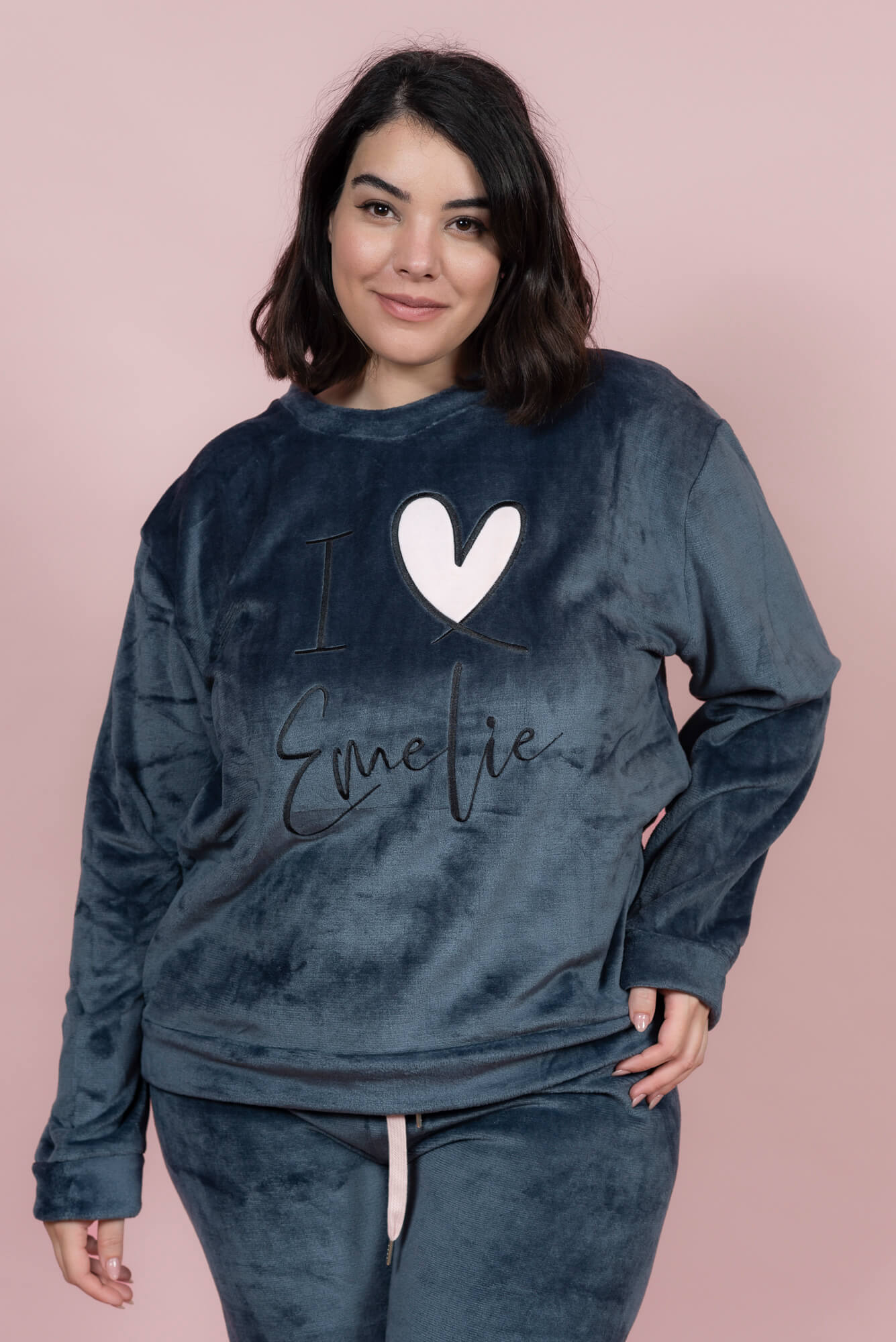 סט פיג’מה פליז I Love Emelie