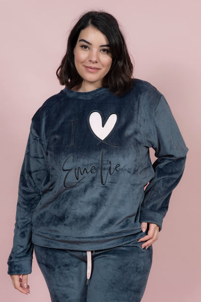 סט פיג’מה פליז I Love Emelie