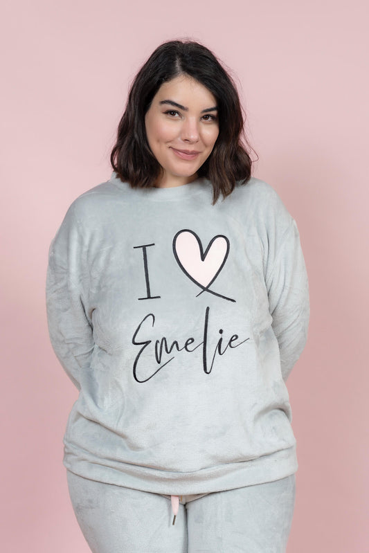 סט פיג’מה פליז I Love Emelie