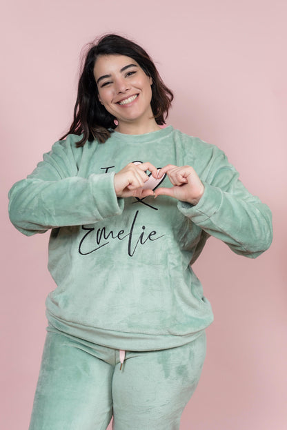 סט פיג’מה פליז I Love Emelie