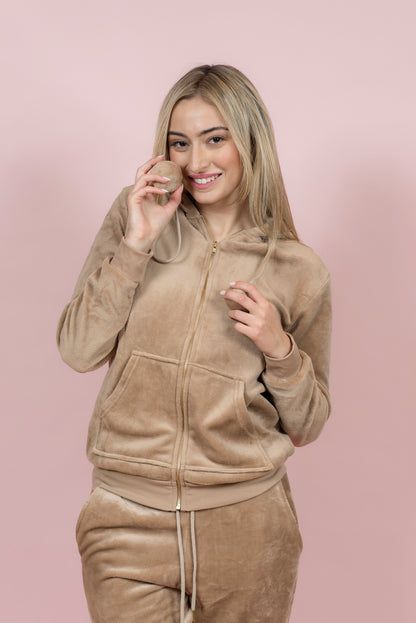 סט פיג’מה פליז קלאסי עם רוכסן