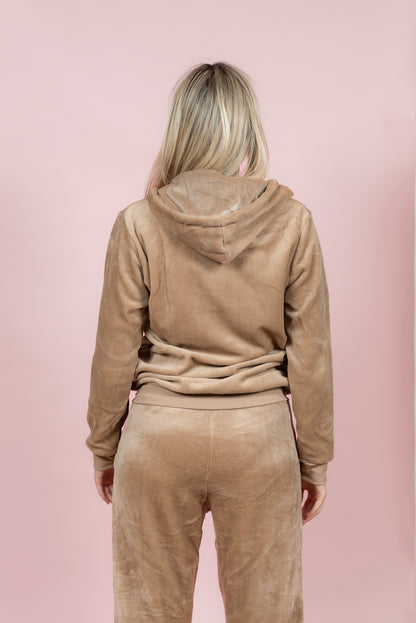 סט פיג’מה פליז קלאסי עם רוכסן