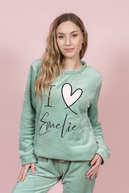 סט פיג’מה פליז I Love Emelie