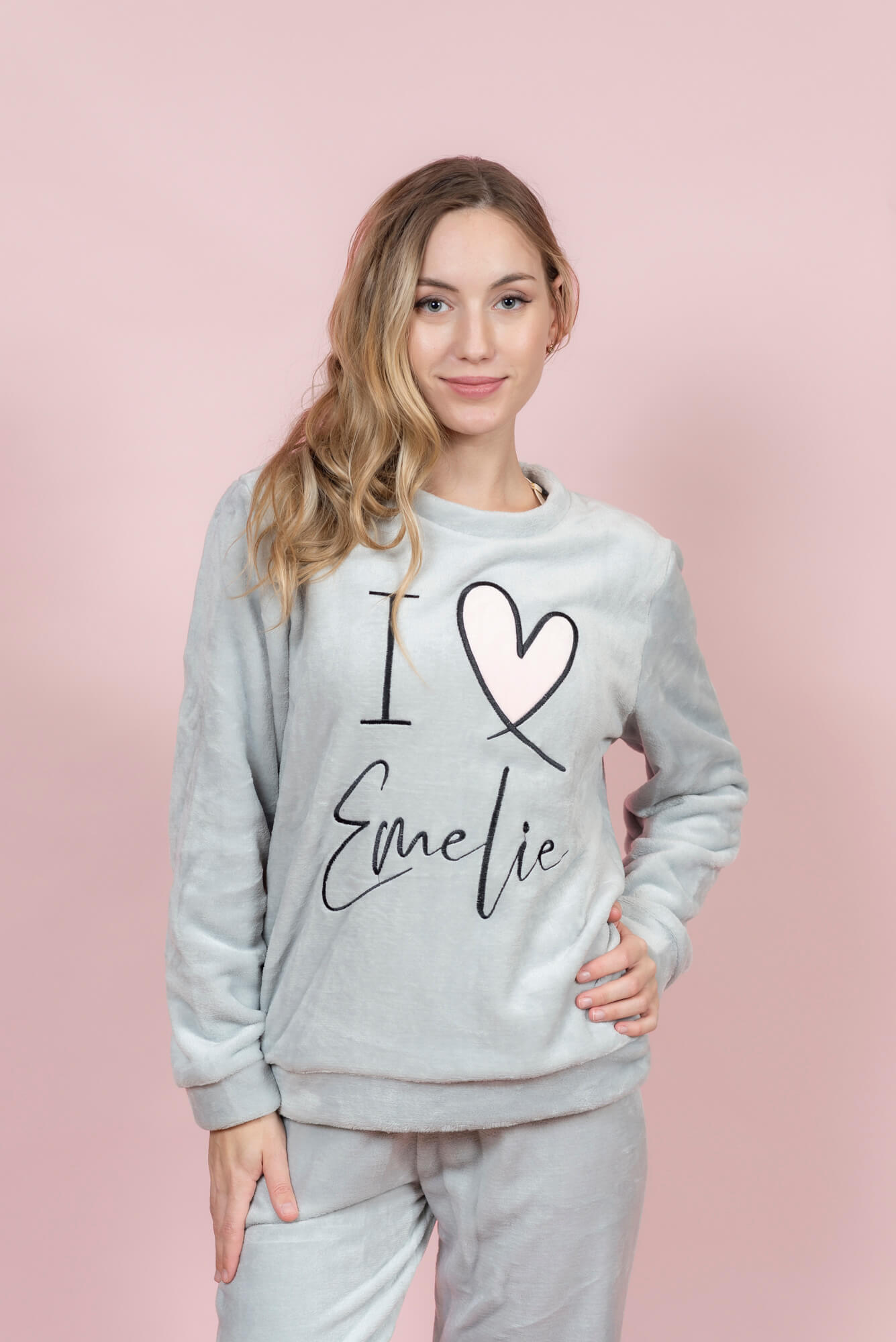 סט פיג’מה פליז I Love Emelie