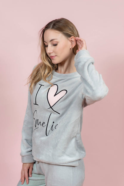 סט פיג’מה פליז I Love Emelie