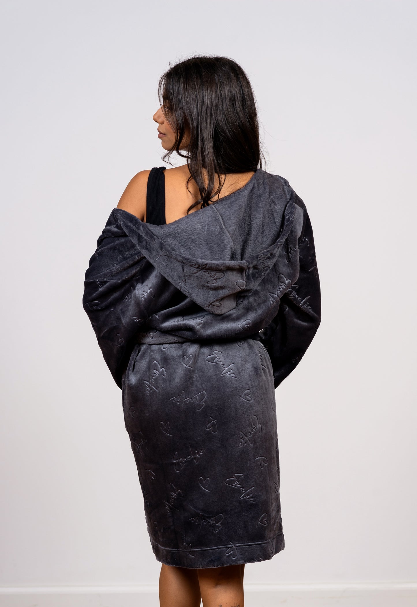 חלוק פליז קצר עם הדפס