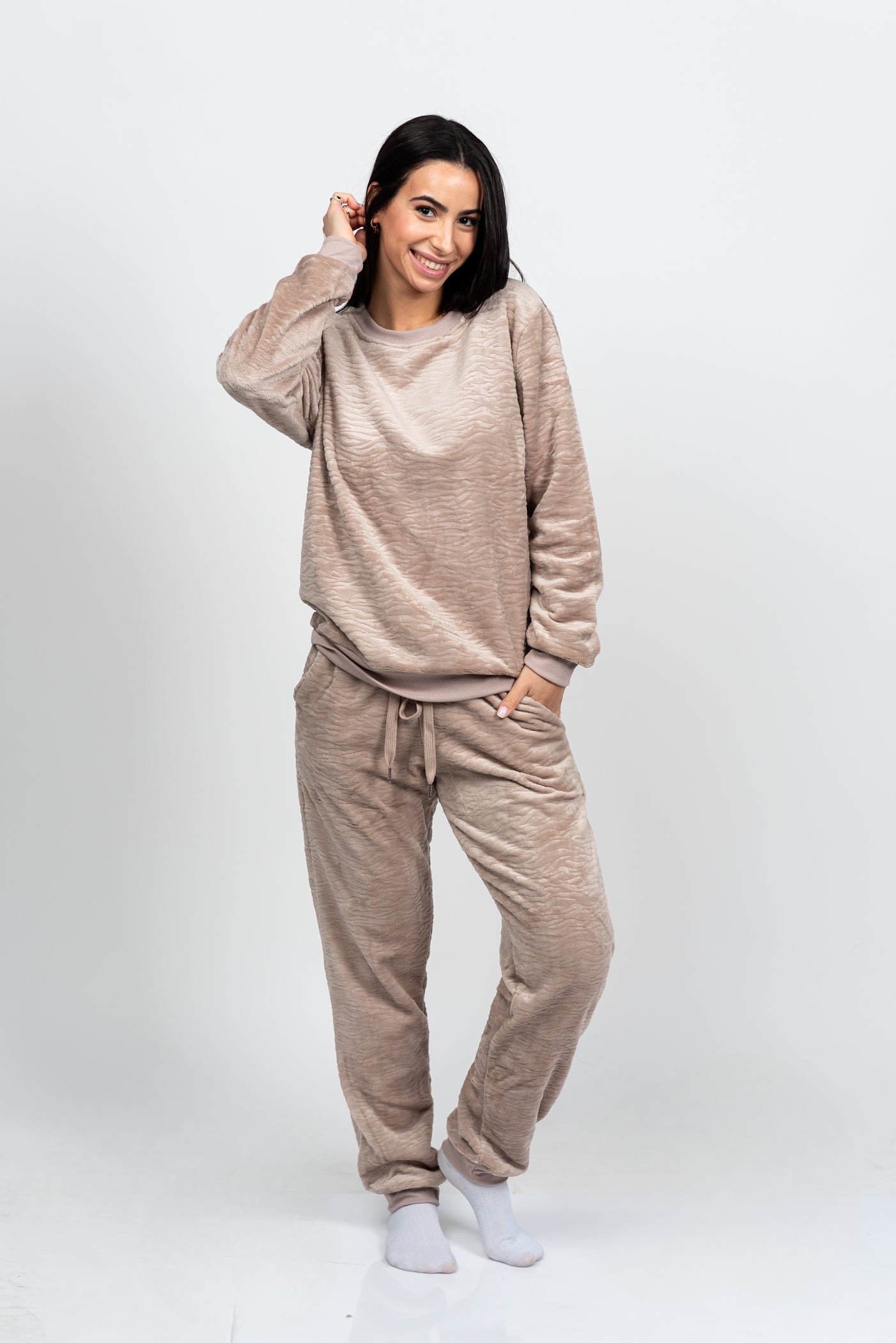 סט פיג'מת פליז מחממת