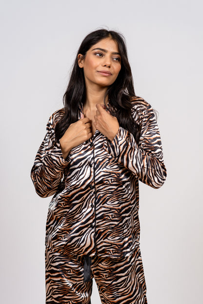 סט פיג'מת סאטן סקסית