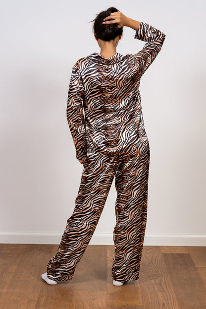 סט פיג'מת סאטן סקסית