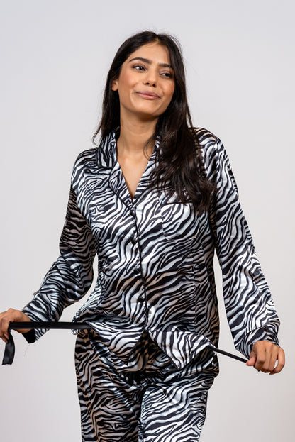 סט פיג'מת סאטן סקסית