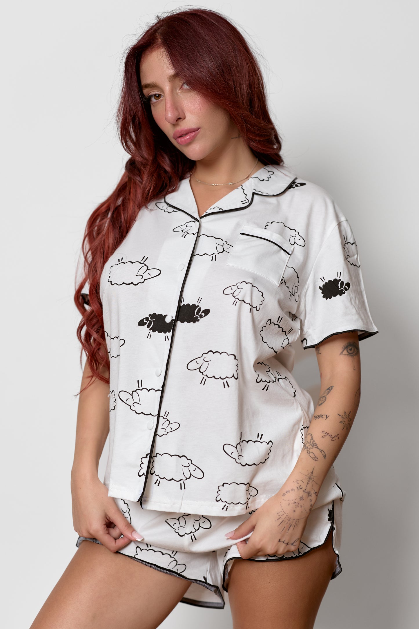 סט פיג'מת כותנה מכופתרת Counting Sheep